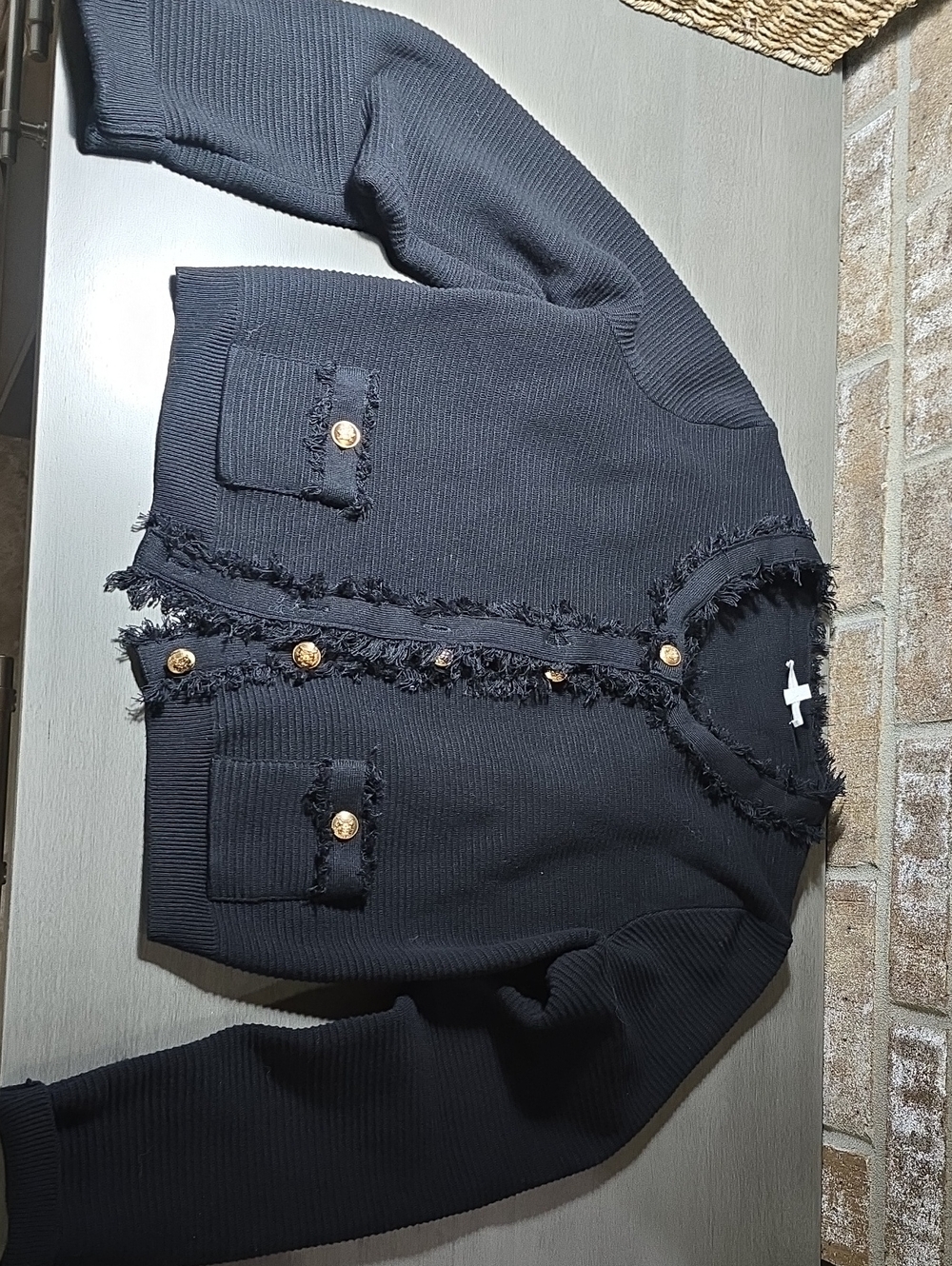 Able los angeles cardigan w gold buttons sz med